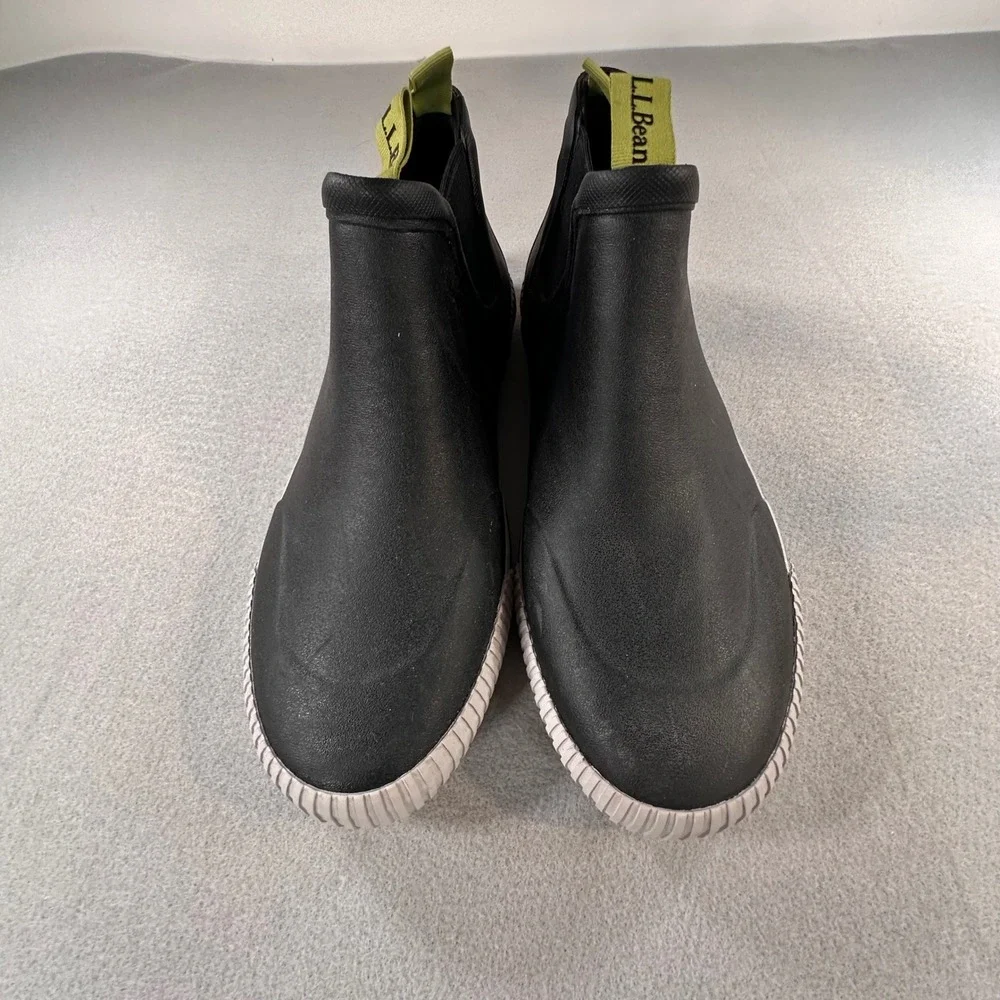 NWOT LL Bean Mens Wellie Sport Chelsea Boots Black Gray Waterproof 517498 sz 10